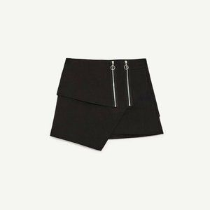 ZARA Trafaluc Asymmetric Zipper Black Mini Skirt